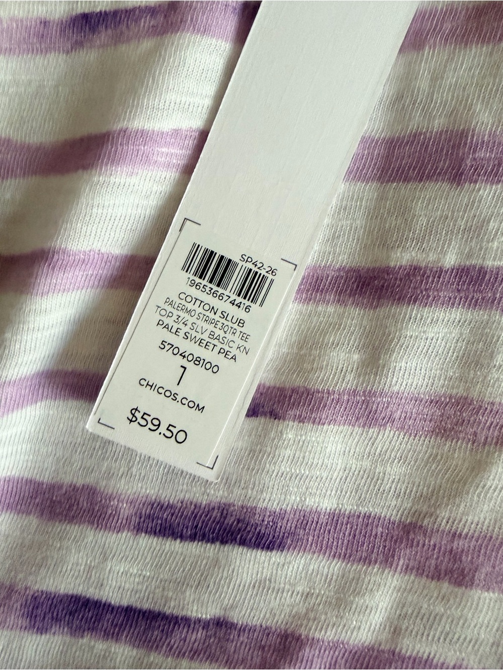 NWT Chicos Palermo Cotton Slub Stripes Tee, Size 1 - Picture 9 of 14